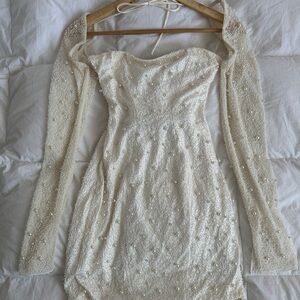 Oh Polly Embellished Corset Long Sleeve Mini Dress